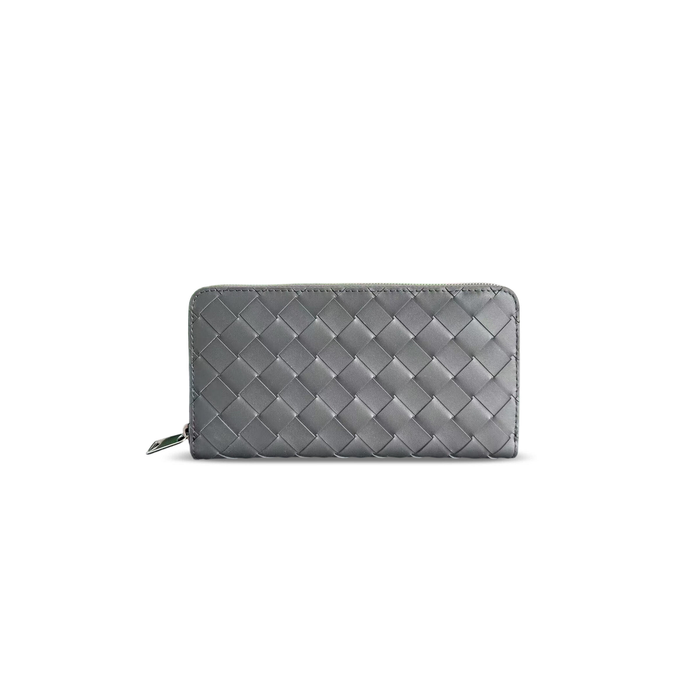 BOTTEGA VENETA INTRECCIATO ZIP-AROUND WALLET ARDOISE DEEP SEA 593217 (19*10*2cm)